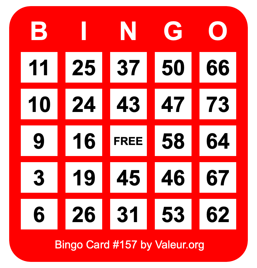 Bingo Card #157