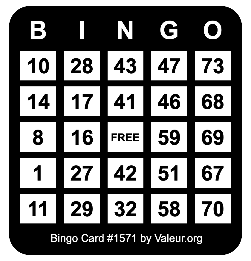 Bingo Card #1571 Bingo Card #1571