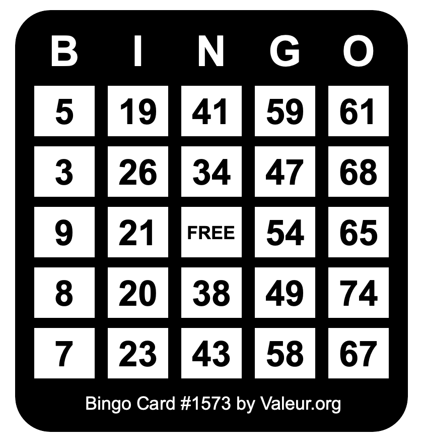 Bingo Card #1573 Bingo Card #1573