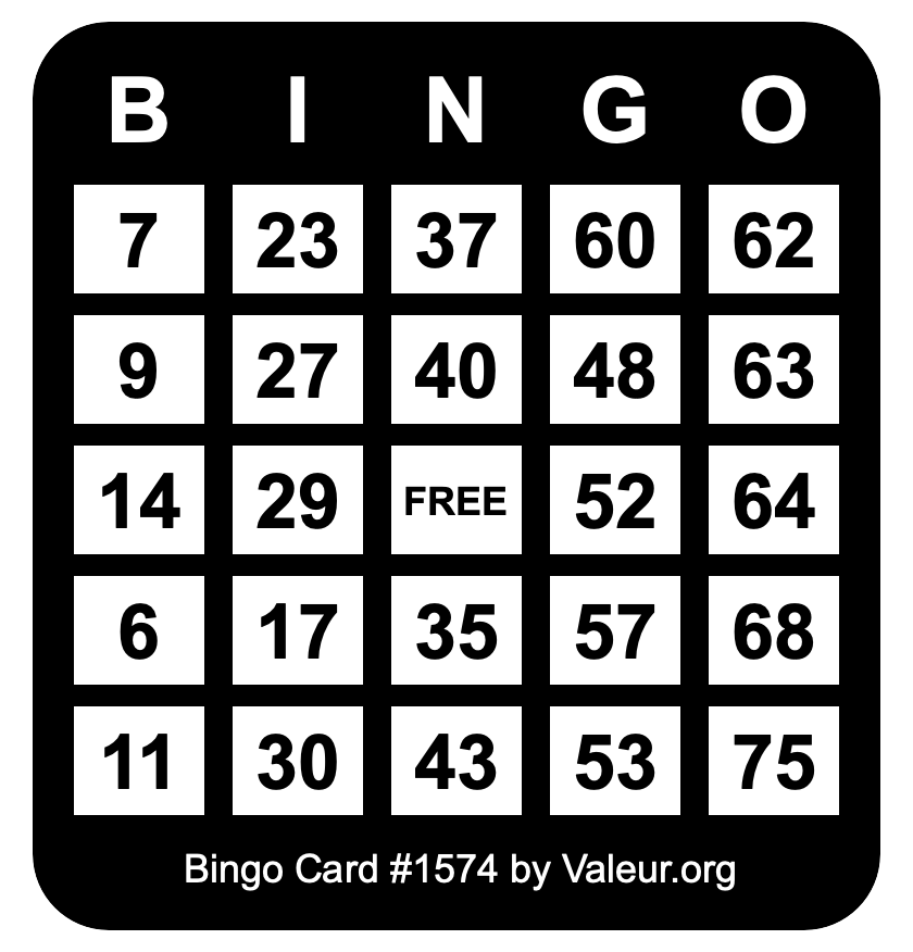 Bingo Card #1574