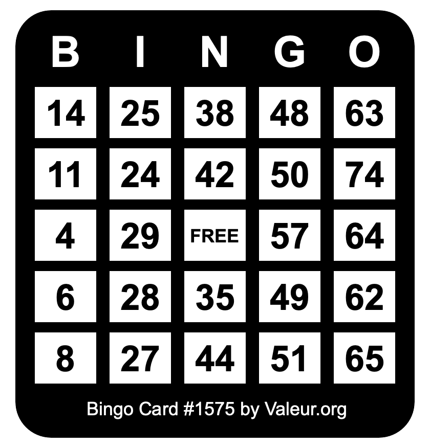 Bingo Card #1575