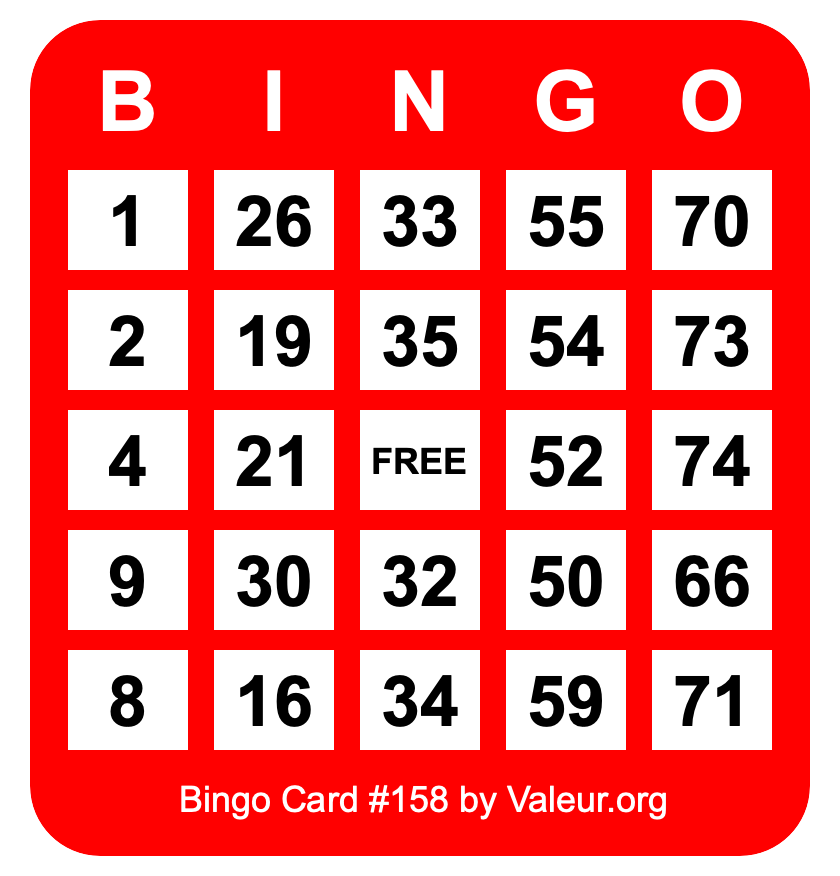 Bingo Card #158