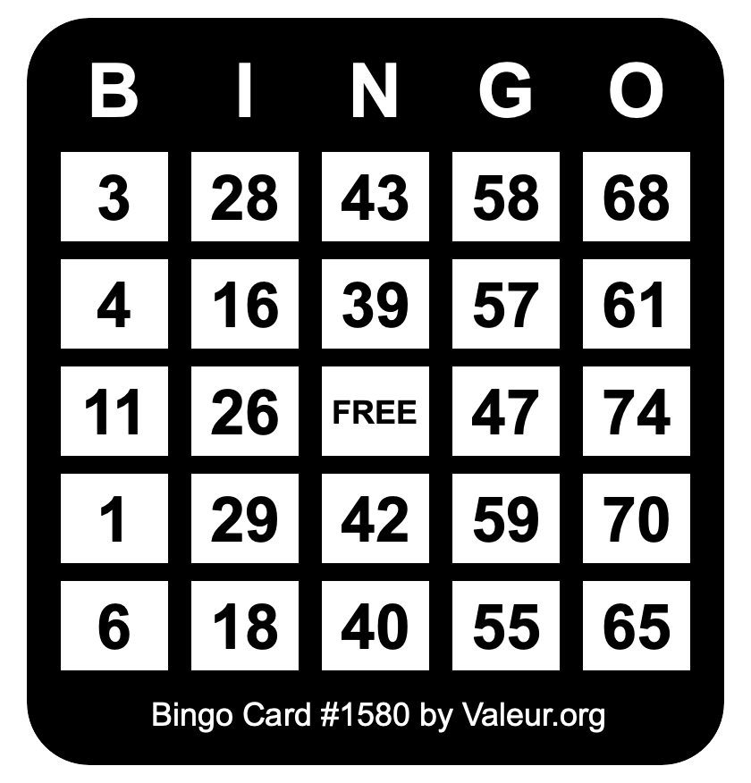 Bingo Card #1580