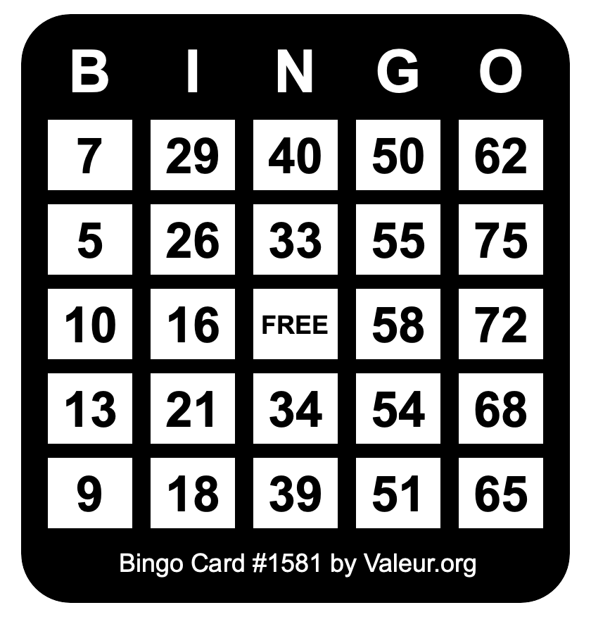 Bingo Card #1581