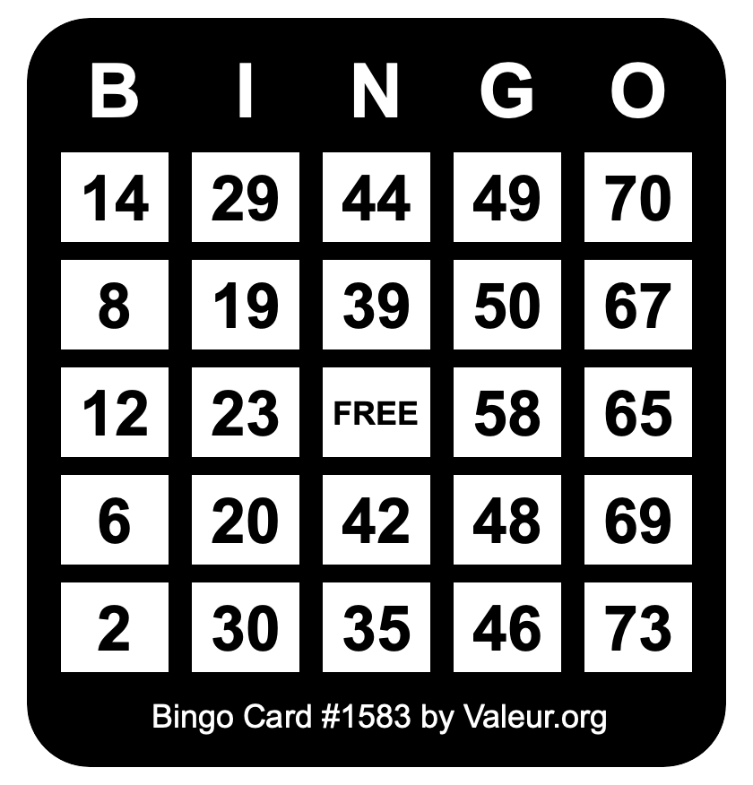 Bingo Card #1583