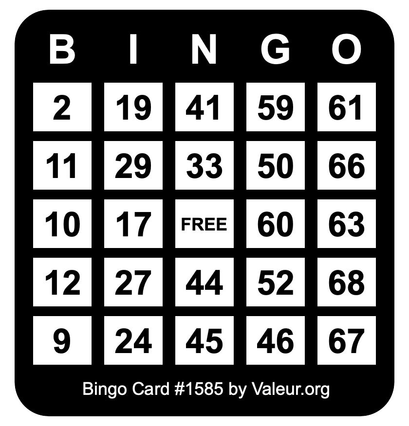 Bingo Card #1585