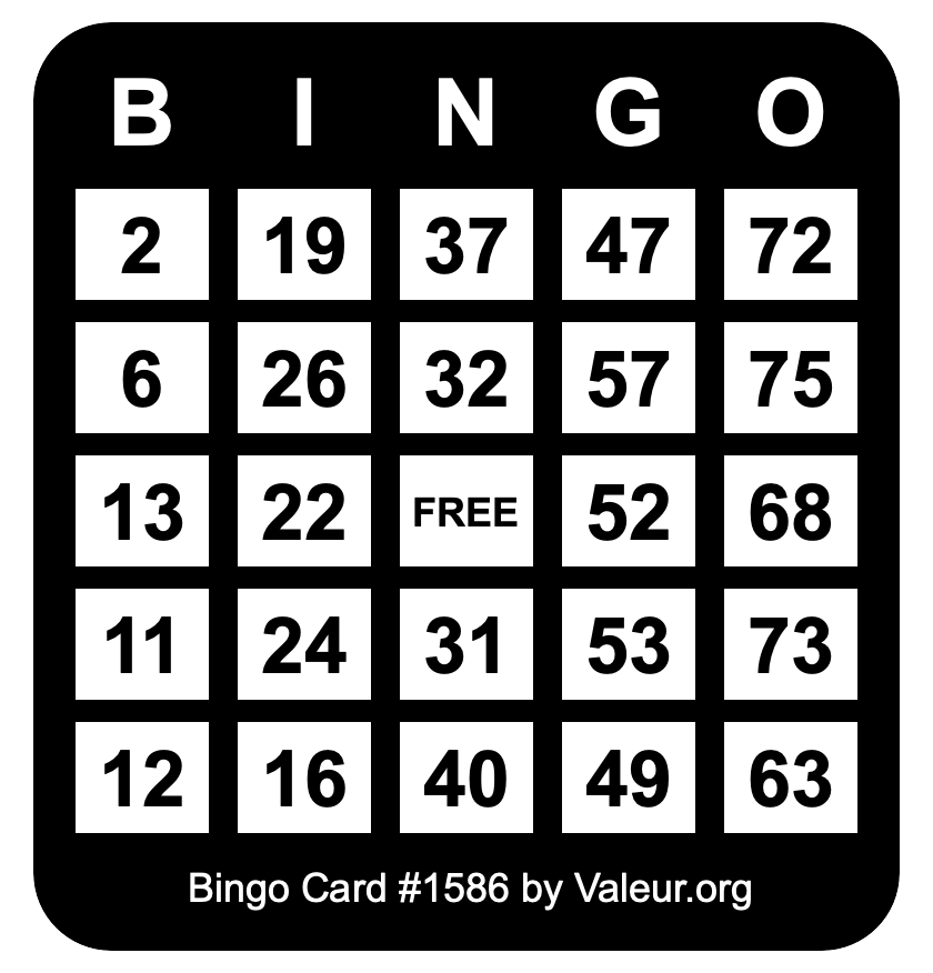 Bingo Card #1586