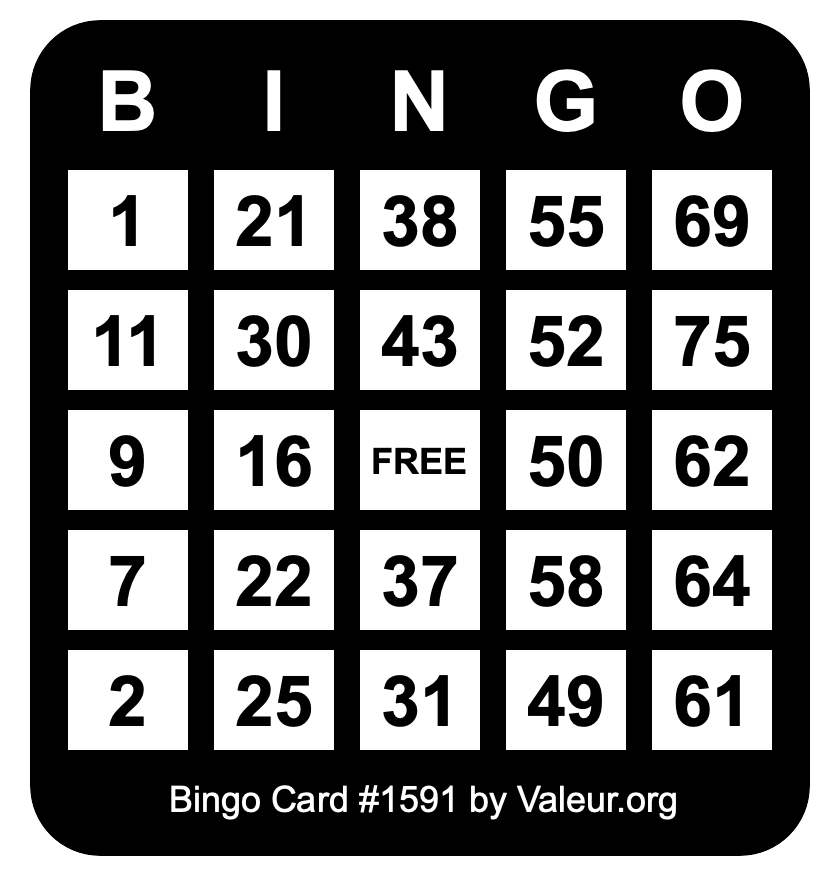 Bingo Card #1591 Bingo Card #1591
