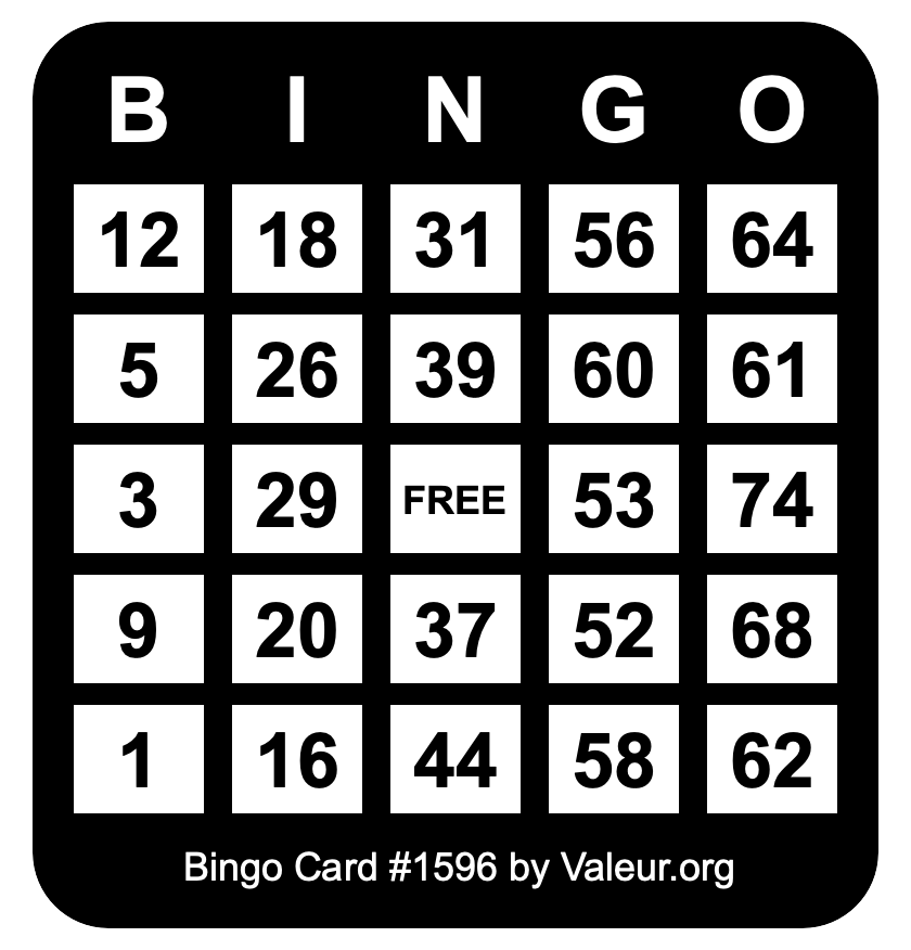 Bingo Card #1596