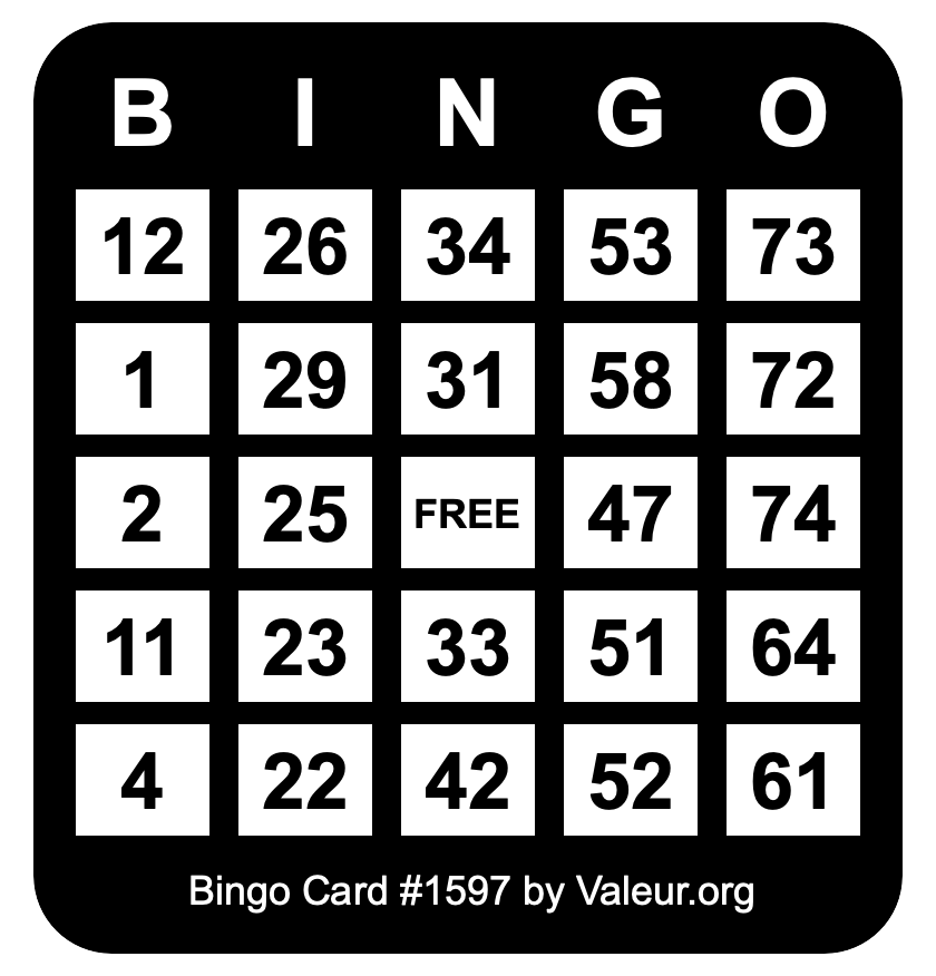 Bingo Card #1597