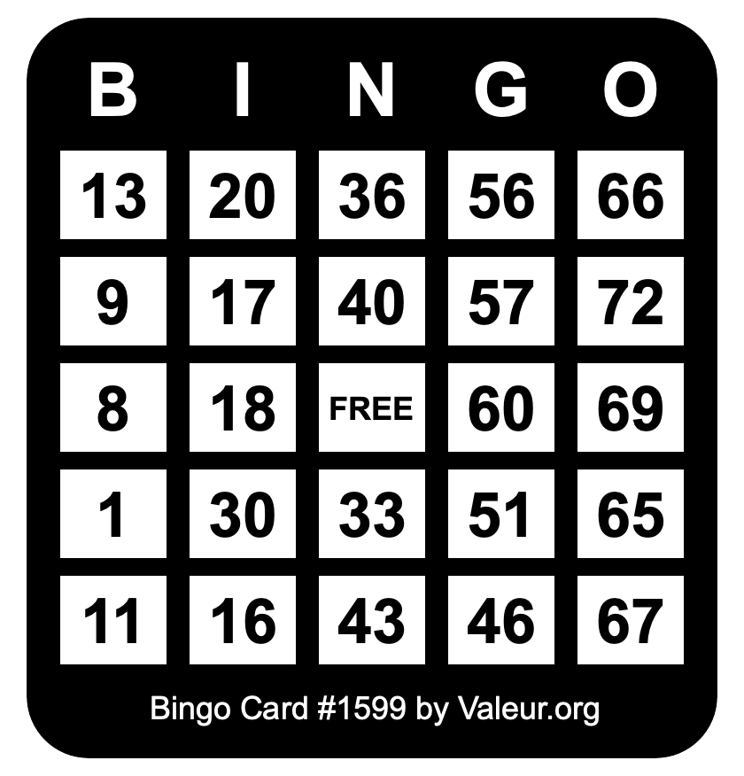 Bingo Card #1599