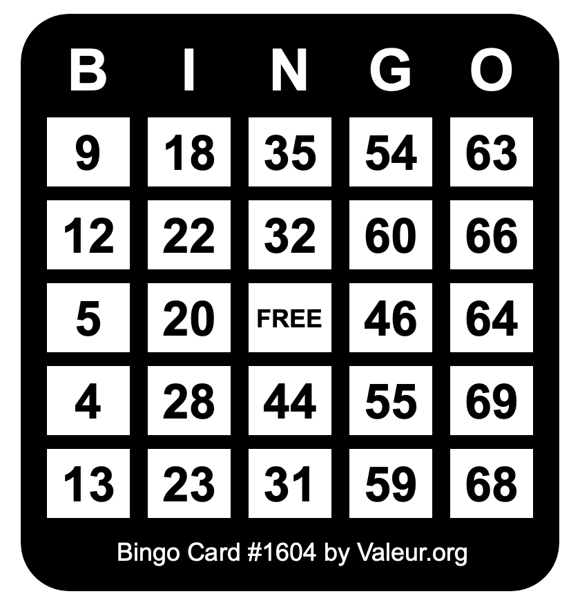 Bingo Card #1604