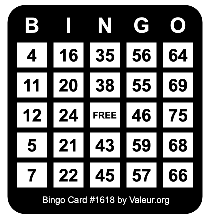 Bingo Card #1618