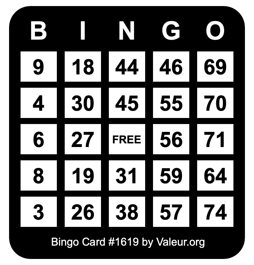 Bingo Card #1619