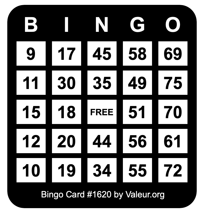Bingo Card #1620