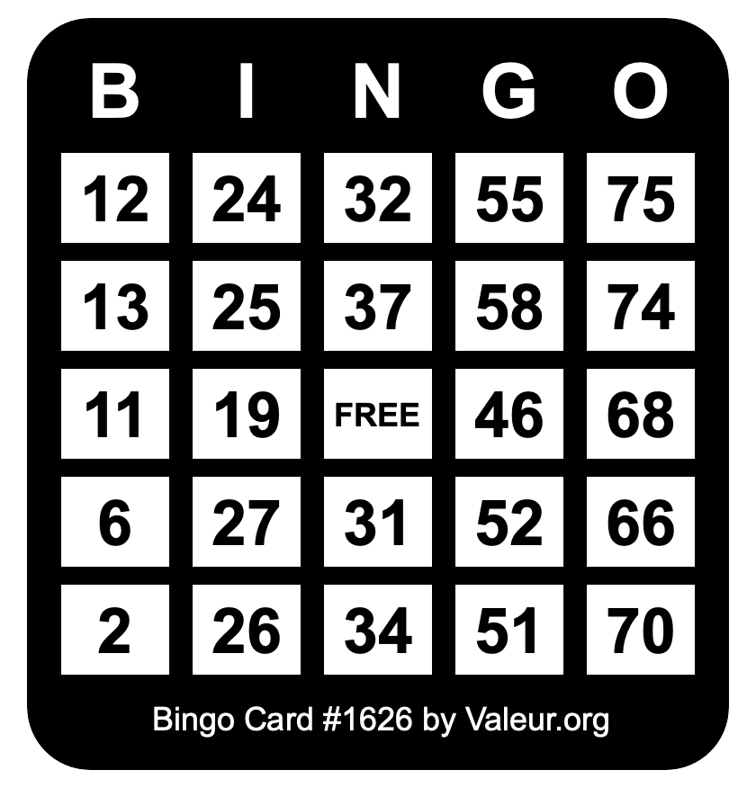 Bingo Card #1626