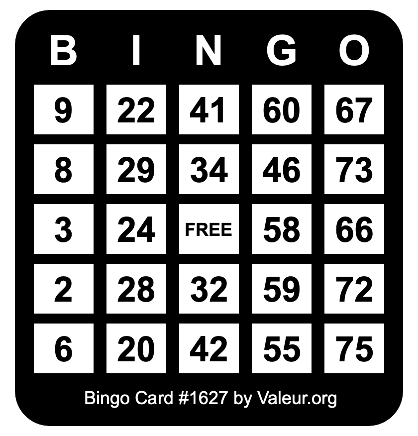Bingo Card #1627