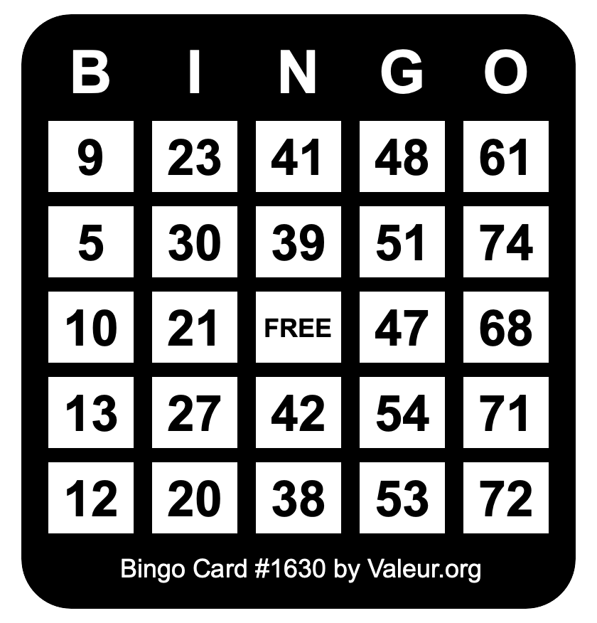 Bingo Card #1630