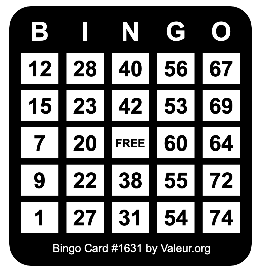 Bingo Card #1631
