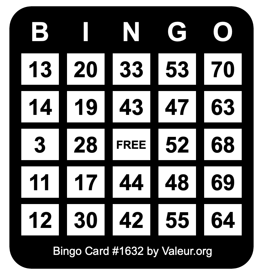 Bingo Card #1632