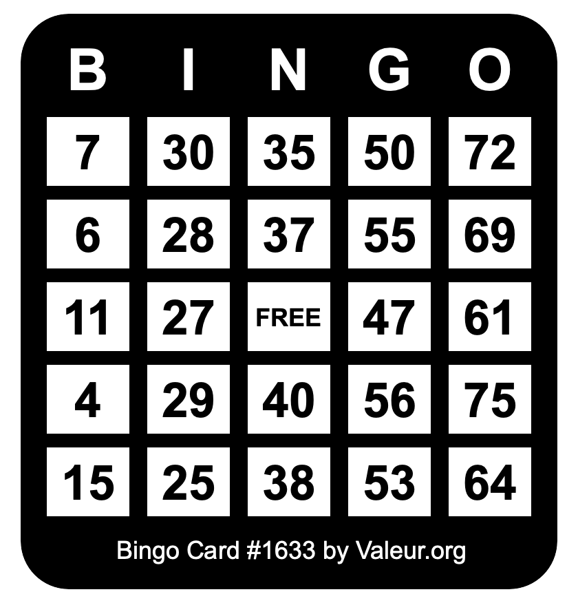 Bingo Card #1633