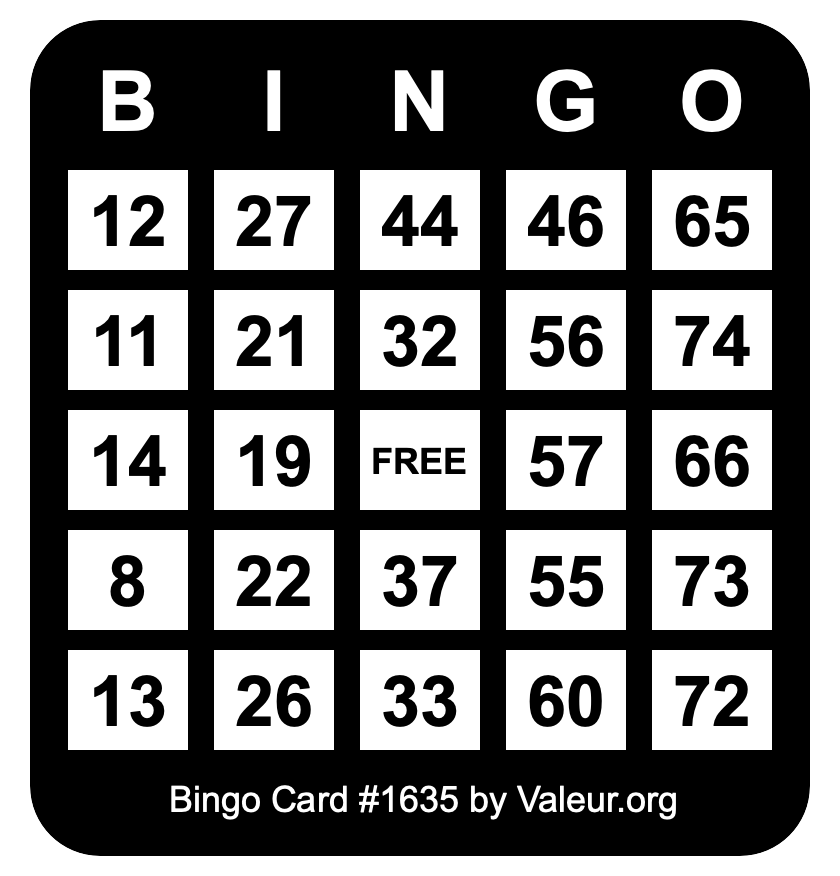 Bingo Card #1635