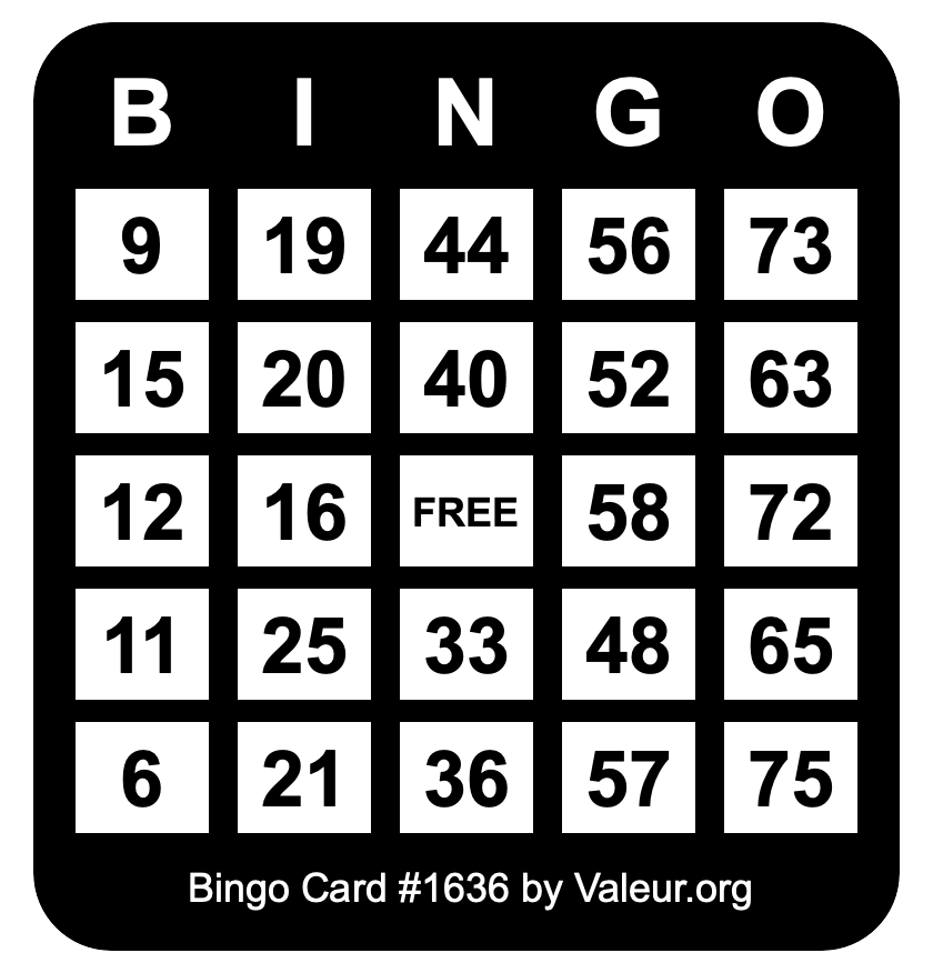 Bingo Card #1636
