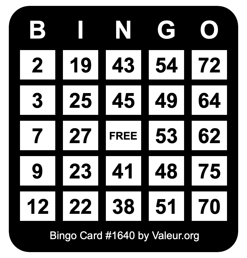 Bingo Card #1640