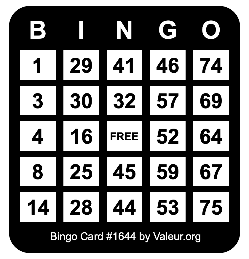 Bingo Card #1644