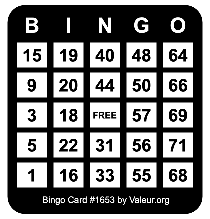Bingo Card #1653