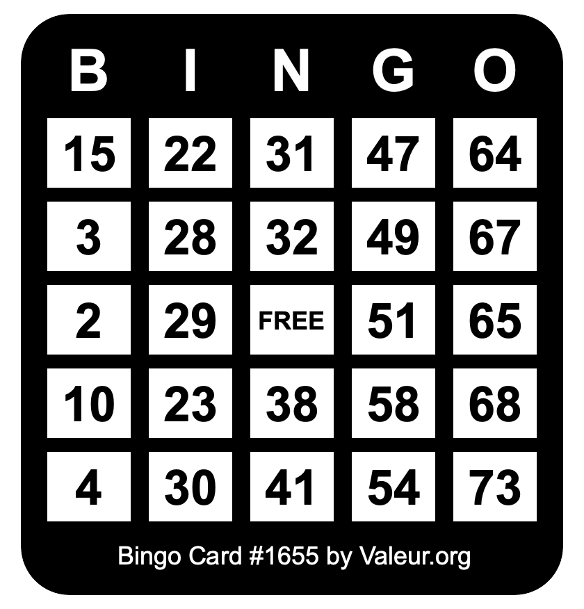 Bingo Card #1655