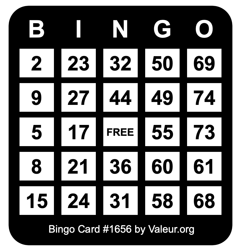 Bingo Card #1656