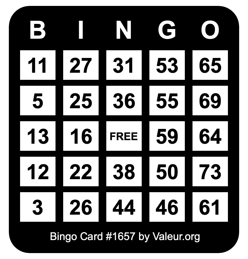 Bingo Card #1657