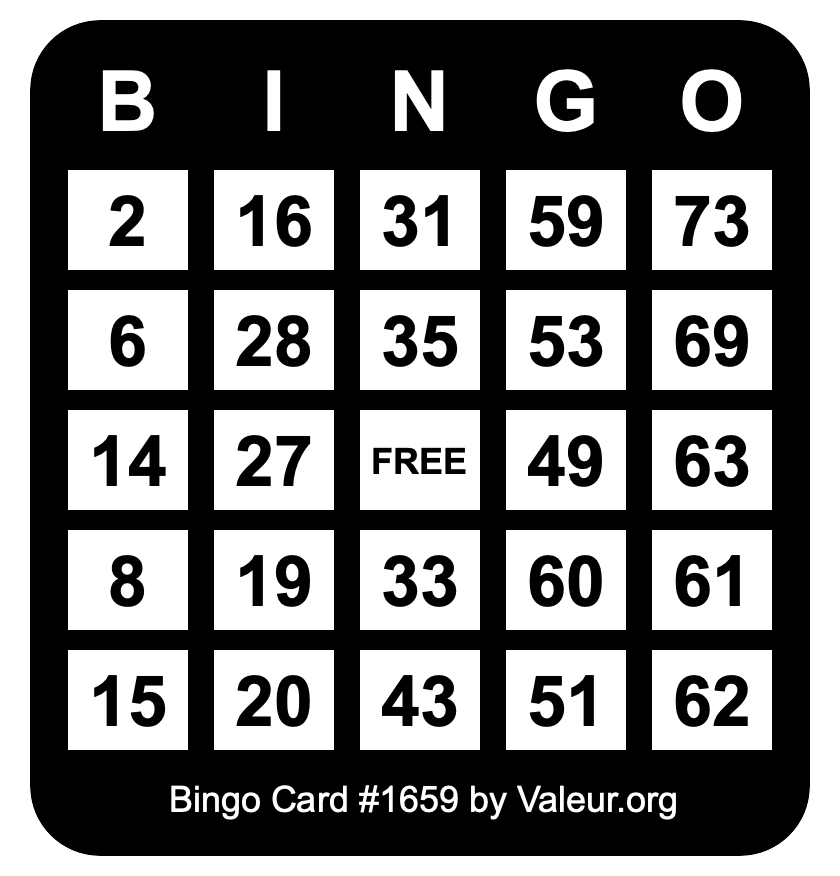 Bingo Card #1659