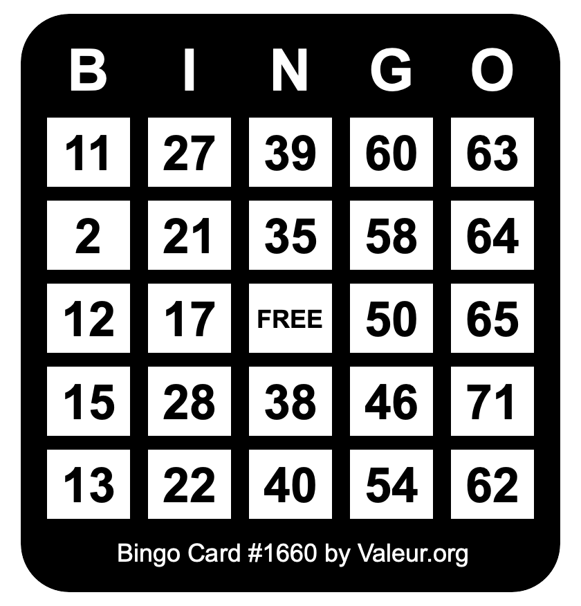 Bingo Card #1660