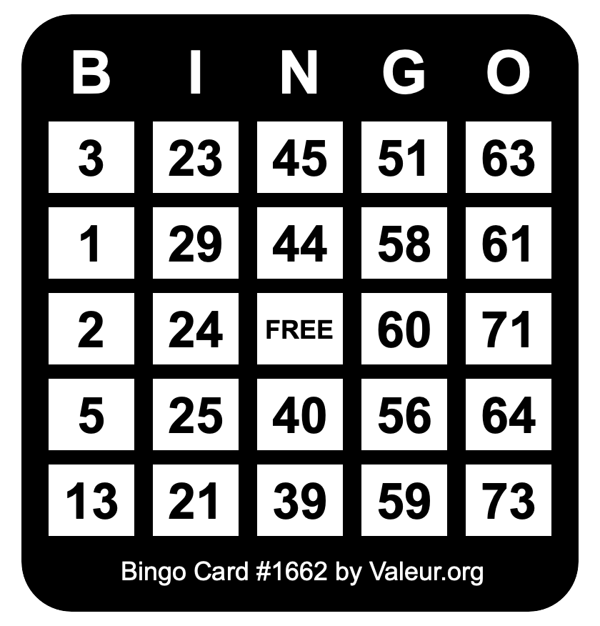 Bingo Card #1662