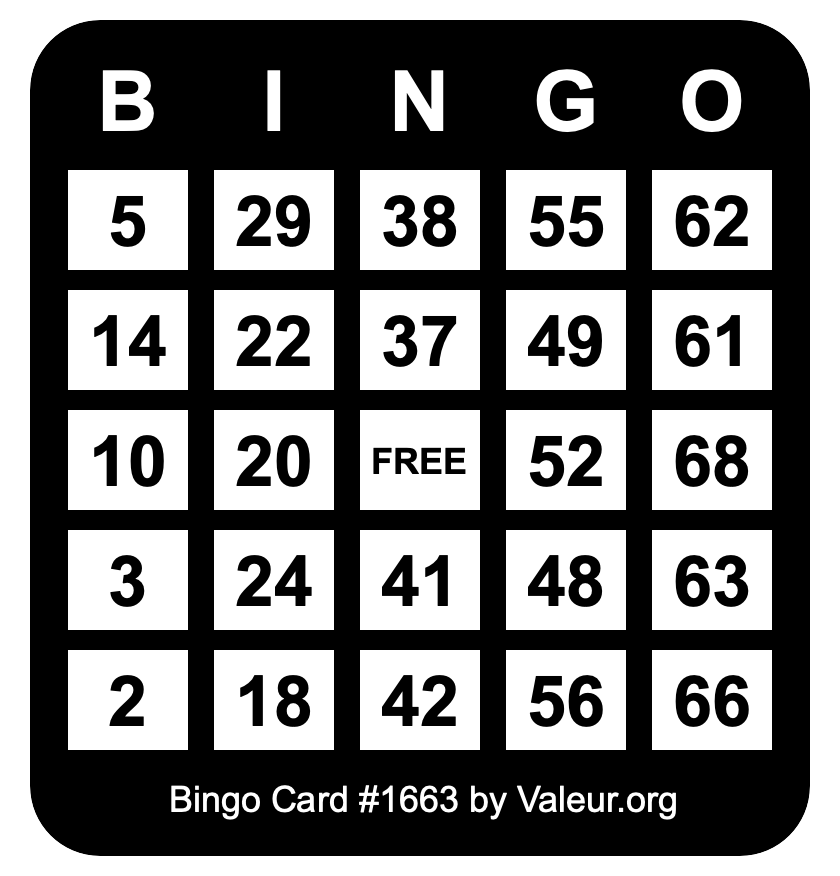 Bingo Card #1663