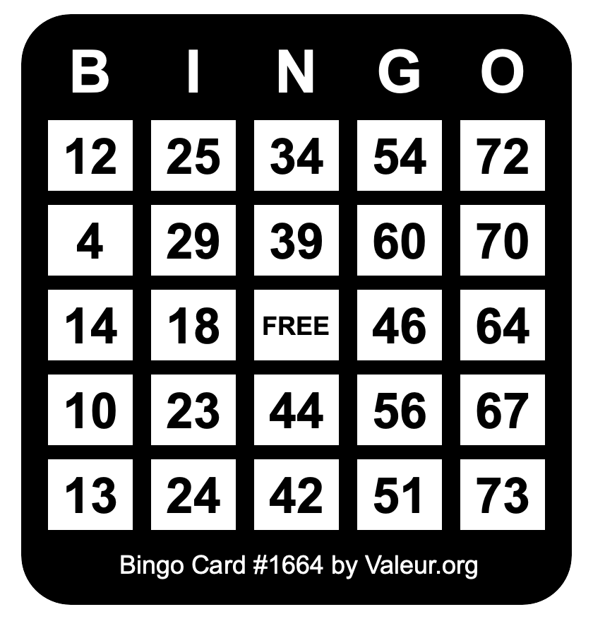 Bingo Card #1664