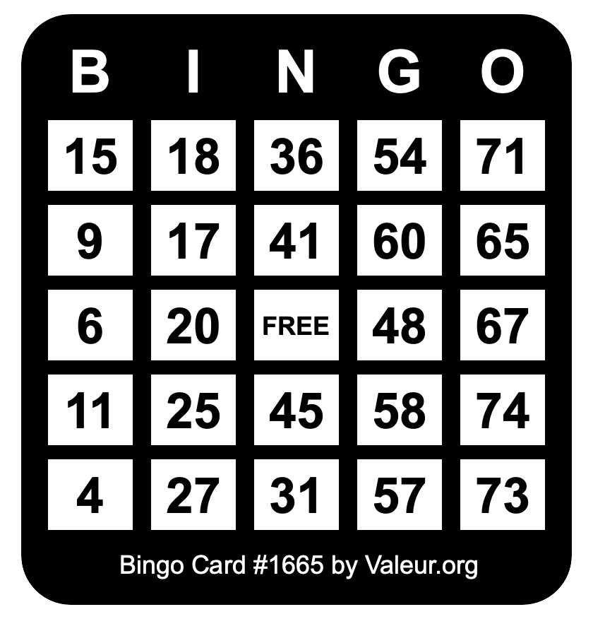 Bingo Card #1665