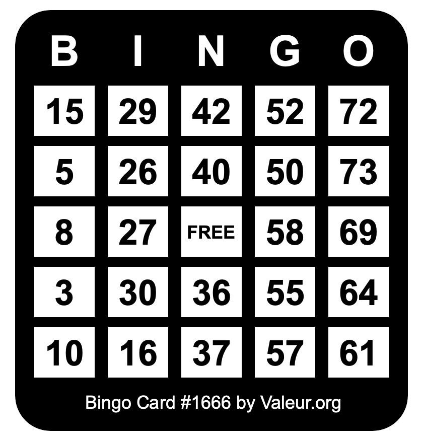 Bingo Card #1666