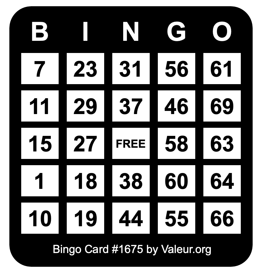 Bingo Card #1675