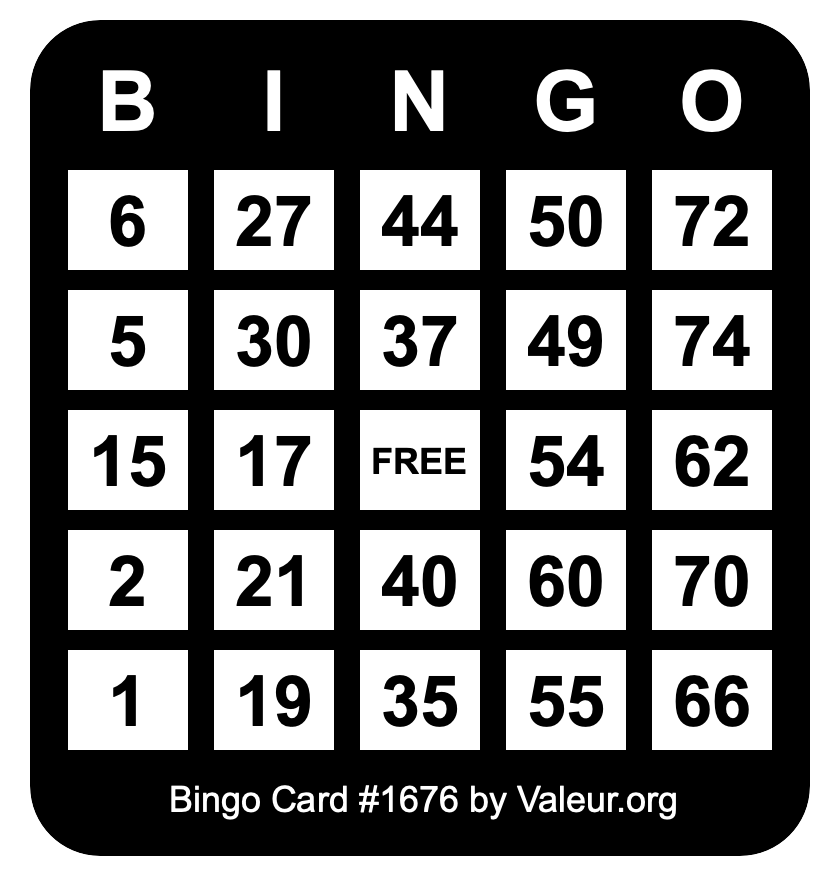 Bingo Card #1676