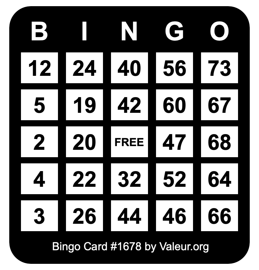 Bingo Card #1678