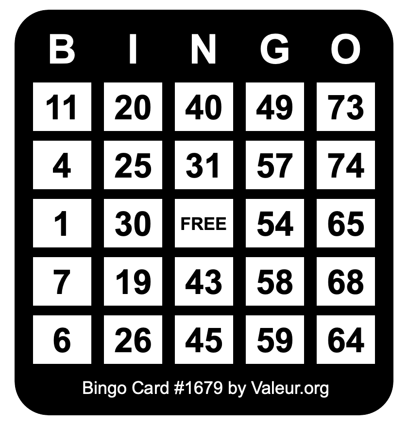Bingo Card #1679