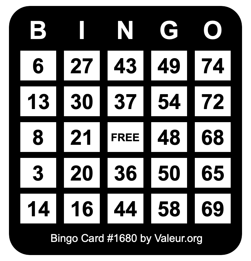 Bingo Card #1680