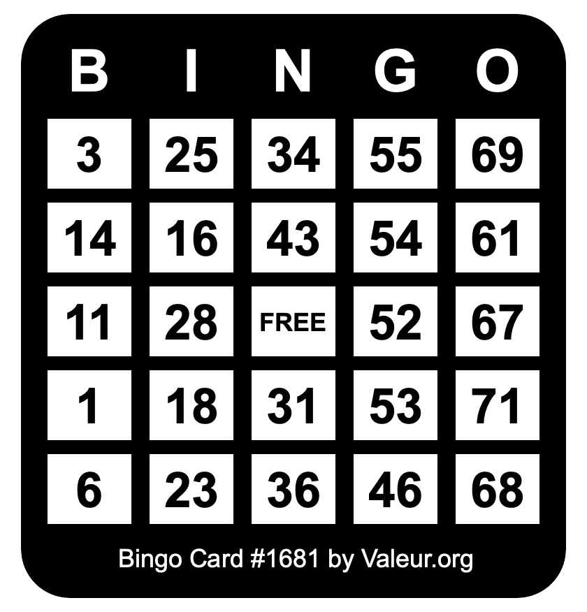 Bingo Card #1681