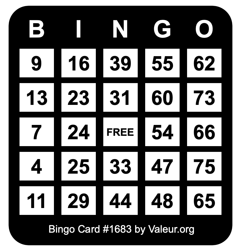 Bingo Card #1683