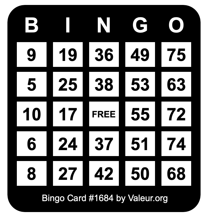Bingo Card #1684