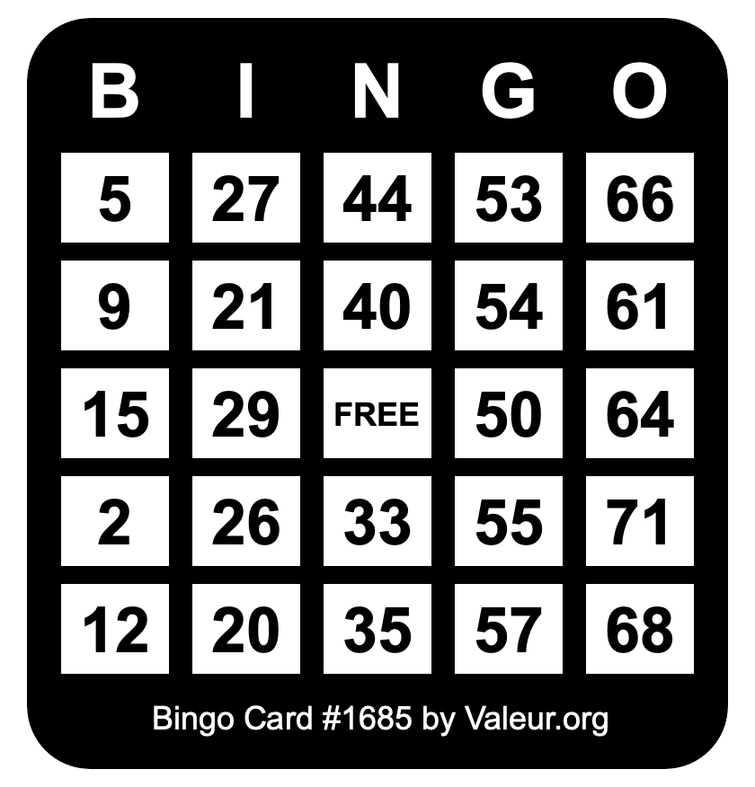 Bingo Card #1685