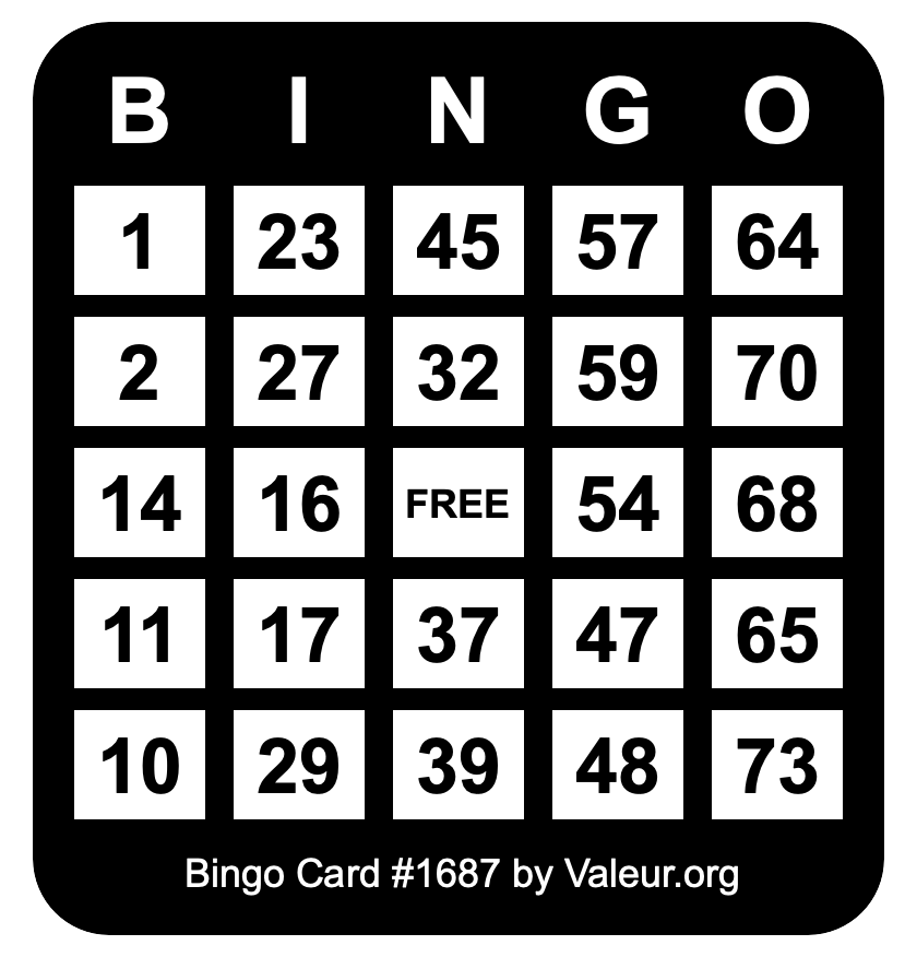Bingo Card #1687